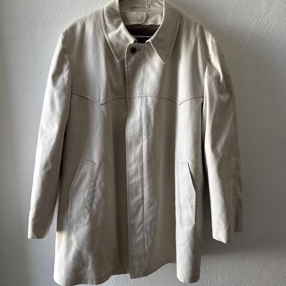 London Fog Maincoats Mens Coat 46 R Beige Raincoat With Removable Fur Lining